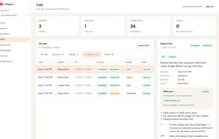 Call analytics and history