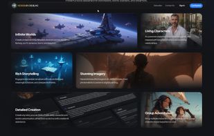 Homepage landing screen showcasing features.