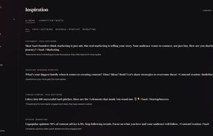 The inspiration/suggestion screen generating ideas