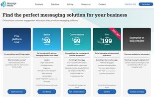 MessageMedia pricing page.