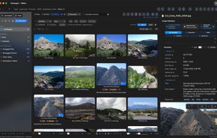 Search for “mountain scenery” to find relevant photos by meaning in Parergon.