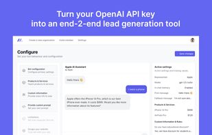 Turn your OpenAI API key into an end-2-end lead generation tool by linking it to Mevo.
Use our bot builder UI for training your bot.