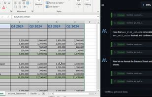 Mica is building a financial report. No script, no formulas, just ask.