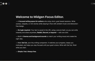 full page demo of midgen focus editor