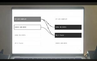 Node-based routing canvas — draw MIDI connections between your hardware