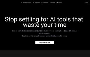 Screenshot of the landing page
