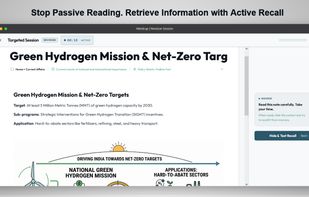 Active recall interface featuring guided and unguided study modes