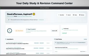 Your daily UPSC dashboard, designed to build study consistency and track streaks