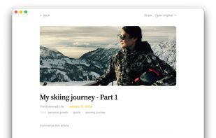 Article reading view with clean, distraction-free layout