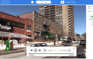 Interface for video annotation on the Mindkosh annotation platform. Annotate long HD videos quickly with automatic interpolation. No need to break videos into images with Mindkosh's native video labeling tool.