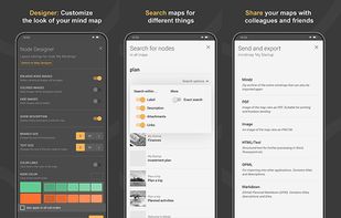 Mindz Pro on a iOS / Android phone: Designer, search and export