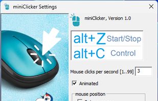 miniClicker main user interface running on Windows desktop.