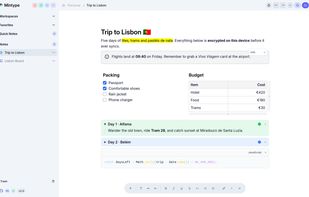 Rich note taking features and formatting options