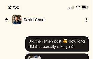 Tap to respond to any post and the conversation moves to a private DM. Real reactions happen in private — not in a comment section.