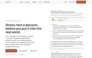 Home page, with an example study report: decision readiness, key findings and what to change