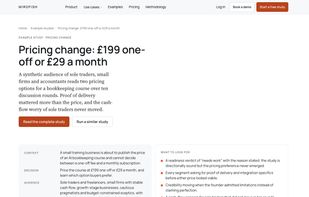 Example study: a pricing change tested with a synthetic audience over ten discussion rounds