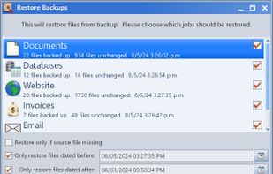 In the event of a data loss, you can restore a backup with just a few clicks.