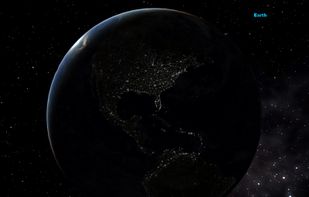 Earth's night side lit up by city lights