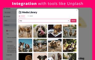 Integrates nicely with tools like Unsplash