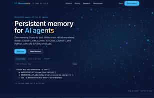 Mnemoverse homepage: persistent memory for AI agents across Claude Code, Cursor, VS Code, ChatGPT and Python. ChatGPT connects with OAuth sign-in.
