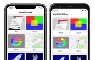 The MobileUI Gallery on iOS and Android