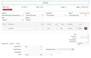 Out - Patient Management  Billing Format