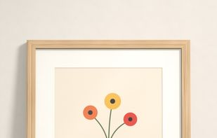An A3 art print in an oak frame with a white mount