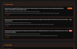 Action items to acjieve your goals