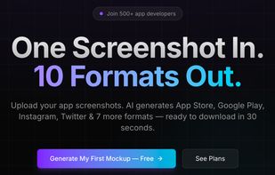 One app screenshot 10 ready to send formats App Store Goole Store and more.