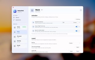 Profiles switch by themselves: by Focus mode, by working hours, or with a keyboard shortcut.