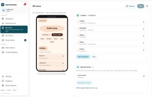 Edit your QR menu with a live preview