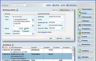 Ansicht des Kontobuchs in moneyplex