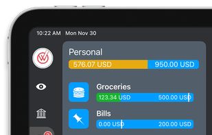 Stay on top of your spending and easily achieve your saving goals. MoneyWiz offers both income & expense based budgets with automatic detection of new transactions based on categories or tags. You can easily rebalance the budgets at any time by moving money from one budget to another. The built-in budget progress view shows you exactly where you are vs where you should be.
