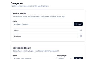 Categories — customize your spending categories