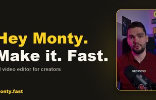 Monty.fast landing page: drop in one raw clip and get a finished reel back.
