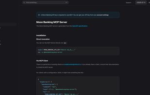 MCP server documentation at Moon Banking