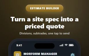 Division estimate builder turns a site spec into a priced quote — MorForm Manager