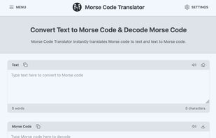 Morse Code Translator homepage.