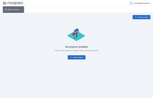 A screenshot from the software mosparo with the empty project list.