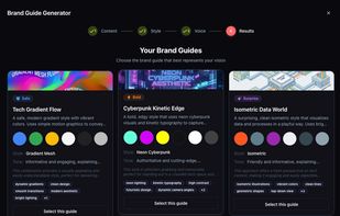 AI generates 3 brand guide options based on your content, style, and voice preferences