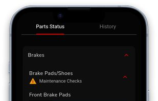 Motorcycle parts list with status per part