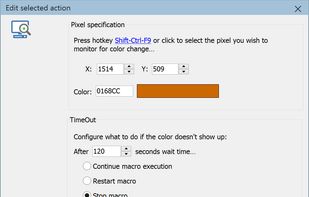 Mouse Recorder can pause macro playback for pixel color change
