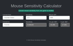 Mouse Sensitivity Calculator screenshot 1