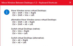 Hotkeys provided by move-window-between-desktop.exe
