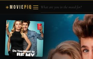 Moviepiq mobile view showing the Movie of the Day card with swipe-to-discover, Like, Skip and Add Film actions.