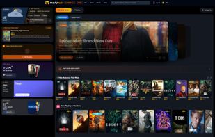 MovlyHub homepage in dark mode