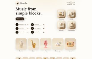 Landing page with playable demo songs.