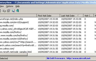 MozillaHistoryView screenshot 1