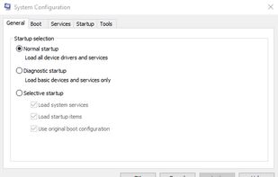 MSConfig screenshot 1