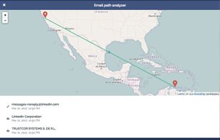 MsgSafe.io detects and interprets the metadata hidden in messages you receive and uses it to give you more information about the person (or machine) sending you the message. MsgSafe.io also uses the metadata to understand the path each email takes to to reach you, all of which is available at your fingertips.